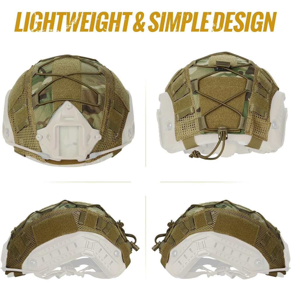 Airsoft Tactical Helmet Cover for MH PJ BJ Fast OPS Core, Camouflage Military Cloth Shell with Adjustable Elastic Cord