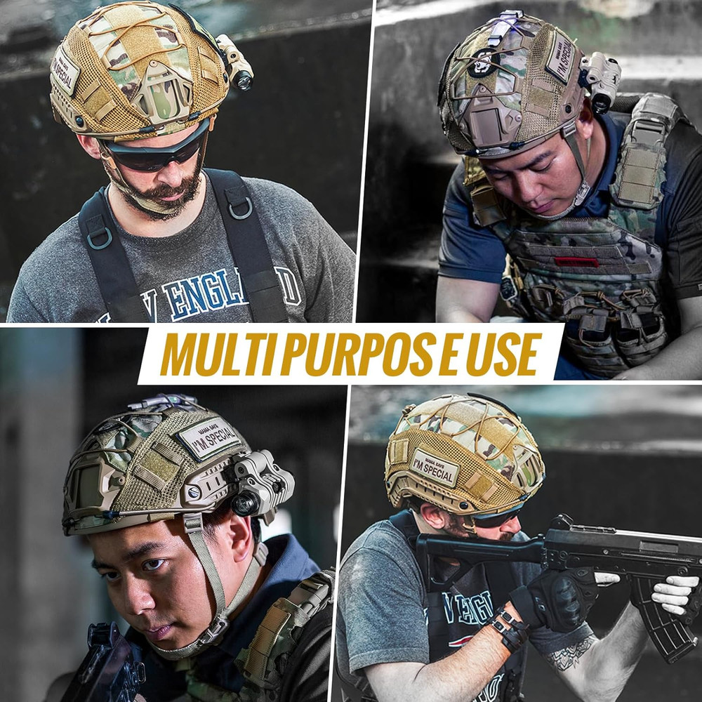Airsoft Tactical Helmet Cover for MH PJ BJ Fast OPS Core, Camouflage Military Cloth Shell with Adjustable Elastic Cord