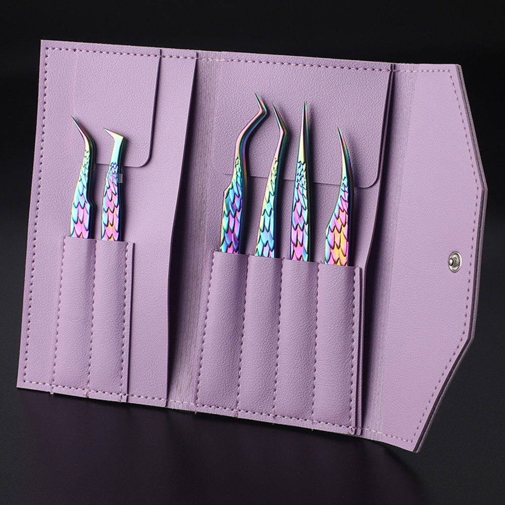 6PCS False Eyelash Tweezers Set for Fake Fan Lashes Extensions – Eyebrow Planting Clip, Eyelash Tongs, Makeup Nail Tools