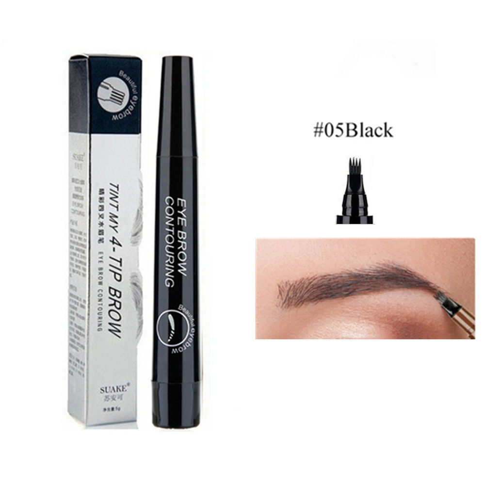 4D Microblading Eyebrow Pen – 4 Forks Tip Waterproof Eyebrow Tattoo Pencil, Long-Lasting Fine Sketch Liquid Brow Makeup