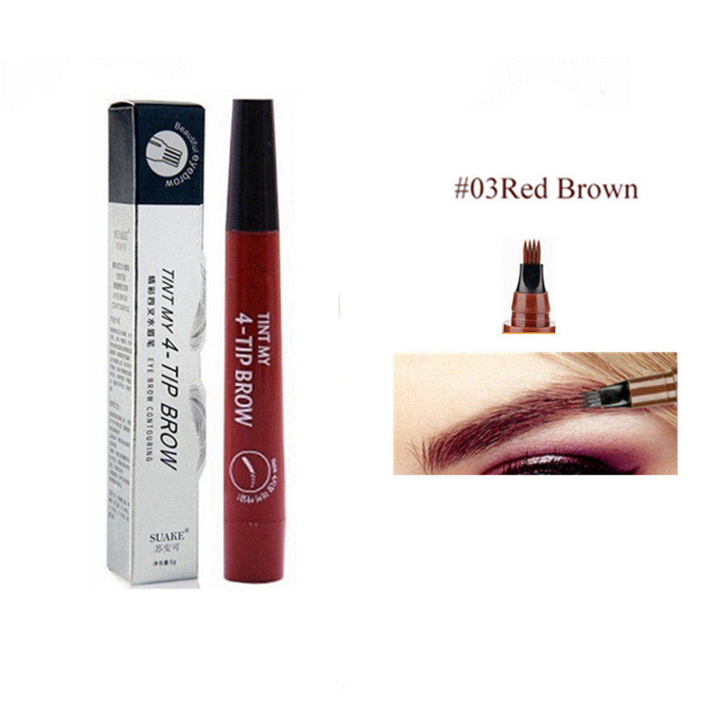 4D Microblading Eyebrow Pen – 4 Forks Tip Waterproof Eyebrow Tattoo Pencil, Long-Lasting Fine Sketch Liquid Brow Makeup