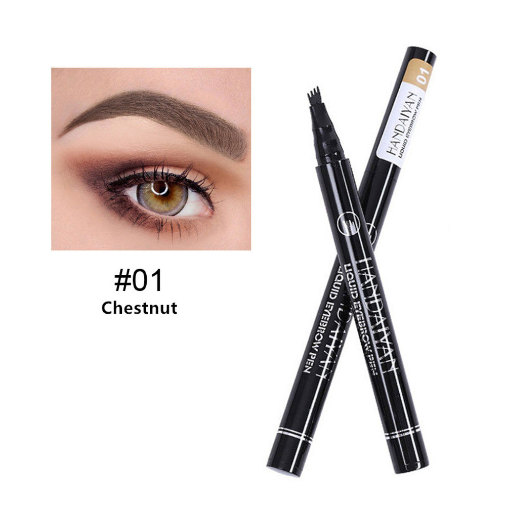 4D Microblading Eyebrow Pen – 4 Forks Tip Waterproof Eyebrow Tattoo Pencil, Long-Lasting Fine Sketch Liquid Brow Makeup