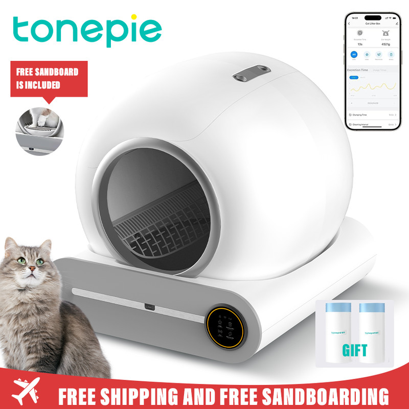 Tonepie 65L Automatic Smart Cat Litter Box – Self-Cleaning, Fully Enclosed Pet Toilet with App Control