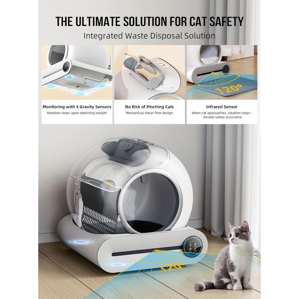 Tonepie 65L Automatic Smart Cat Litter Box – Self-Cleaning, Fully Enclosed Pet Toilet with App Control