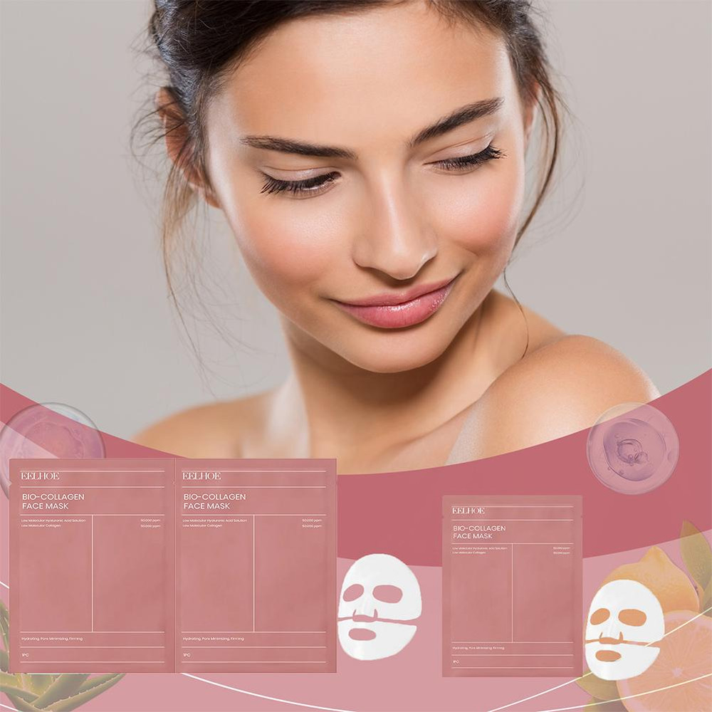 1/5/10PCs Bio Collagen Face Mask Deep Hydrating Overnight Mask for Wrinkle Reduction, Pore Shrinking & Brightening Skin