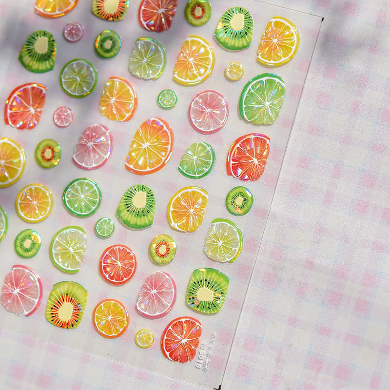 1 Piece Kawaii Red Cherry Bow Nail Stickers 5D Cute Fruit Design Adhesive Decorative Stickers for High-Quality Nail Art