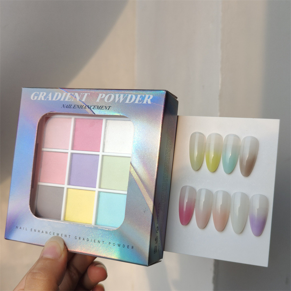 9Colors Solid Patting Nail Powders  UV Polish Decoration Kit With Shimmer Fine Glitter Gradient  Ma 2