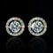 Luxury Crystal White Zircon Stud Earrings, Yellow Gold Vintage Round Crystal Studs, Luxury Wedding Jewelry for Women