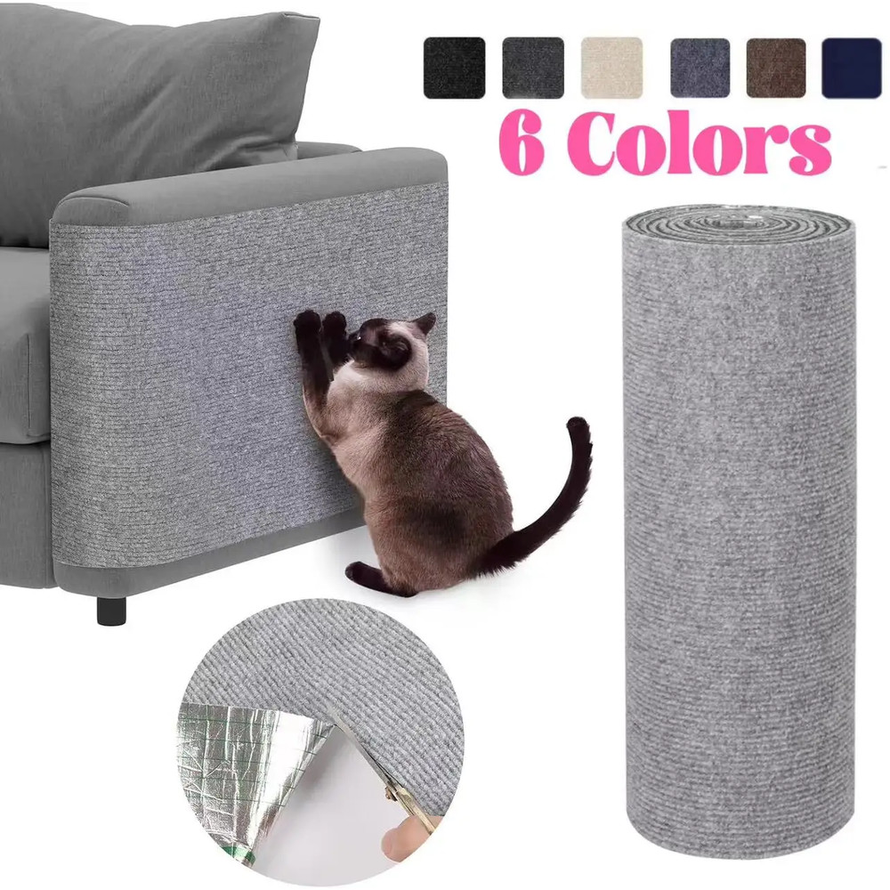 Self-Adhesive Cat Scratching Mat Trimmable Carpet, Furniture Protector Pad for Sofa, Couch, Wall, Anti-Scratch Cat Post