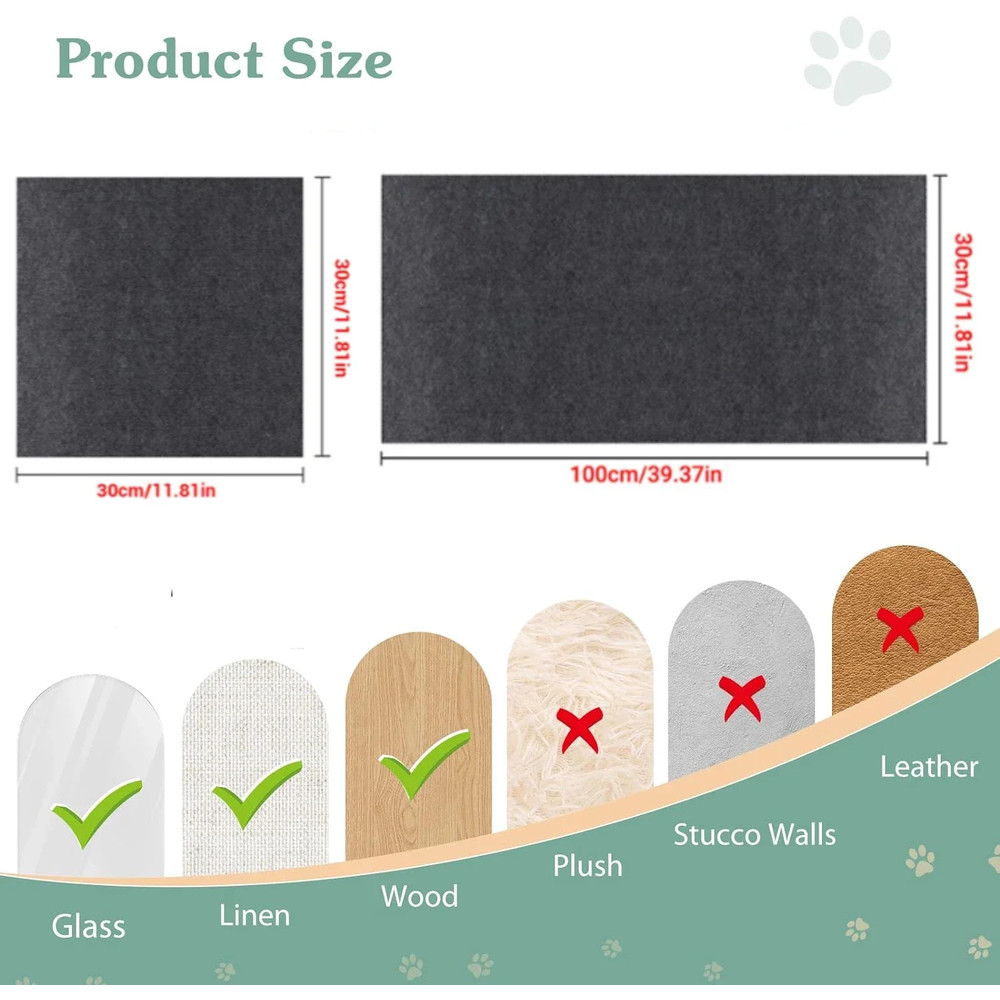 Self-Adhesive Cat Scratching Mat Trimmable Carpet, Furniture Protector Pad for Sofa, Couch, Wall, Anti-Scratch Cat Post