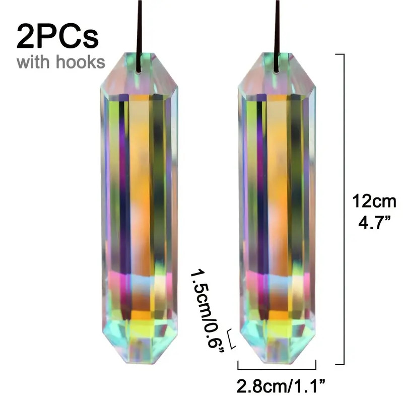2 Pcs Crystal Rainbow Sun Catcher Prisms Stunning Window & Garden Decor