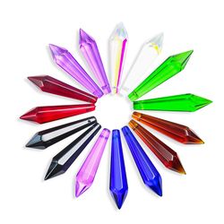 5pcs crystal pointed beads, chandelier crystals, lamp prism glass bead suncatcher for windows decor, diy hanging pendant