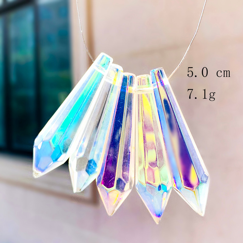 5PCS Crystal Pointed Beads, Chandelier Crystals, Lamp Prism Glass Bead Suncatcher for Windows Decor, DIY Hanging Pendant