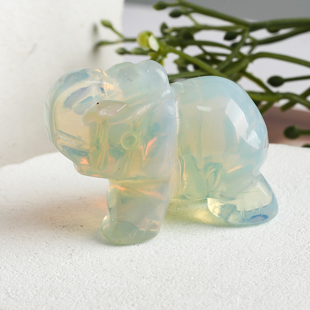 Hand Carved Gemstone Elephant Figurine – Natural Stone Amethyst Mini Animal Statue for Crystal Craft, Chakra Meditation