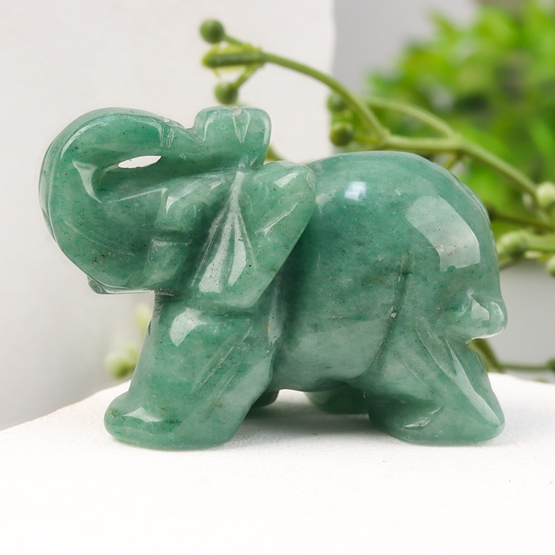 Hand Carved Gemstone Elephant Figurine – Natural Stone Amethyst Mini Animal Statue for Crystal Craft, Chakra Meditation
