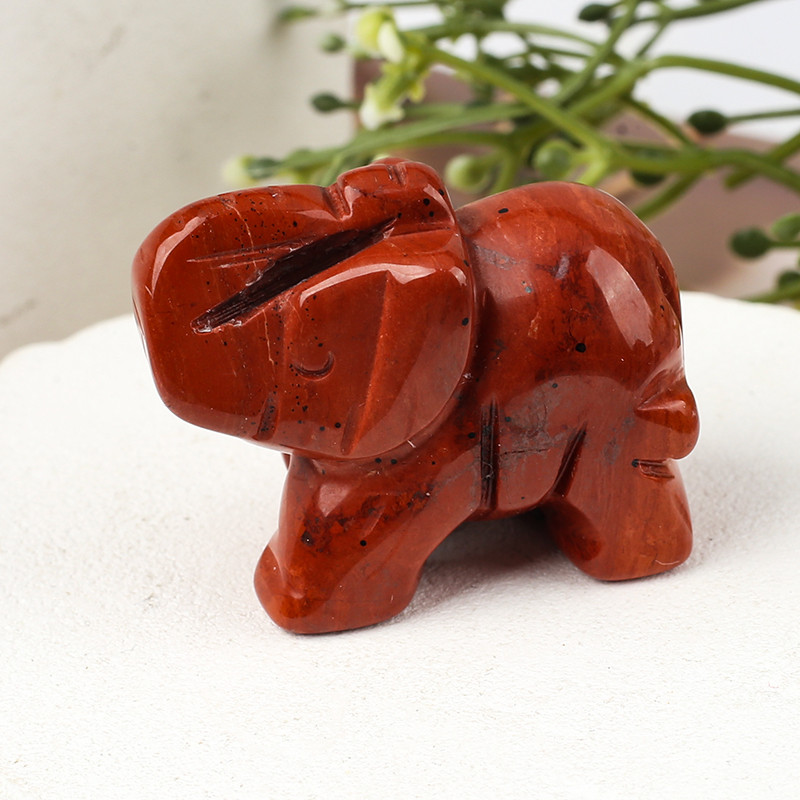 Hand Carved Gemstone Elephant Figurine – Natural Stone Amethyst Mini Animal Statue for Crystal Craft, Chakra Meditation