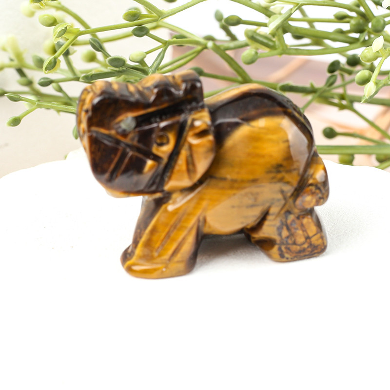 Hand Carved Gemstone Elephant Figurine – Natural Stone Amethyst Mini Animal Statue for Crystal Craft, Chakra Meditation