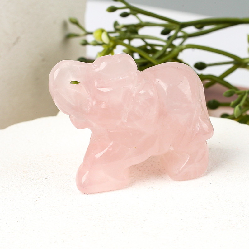 Hand Carved Gemstone Elephant Figurine – Natural Stone Amethyst Mini Animal Statue for Crystal Craft, Chakra Meditation