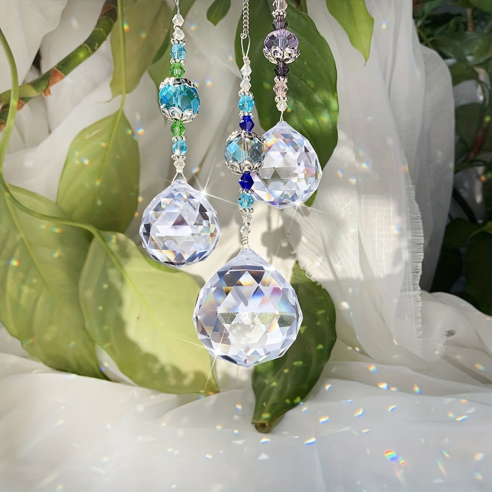 Clear Crystal Prism Suncatcher Ball, Rainbow Maker Window Yard Art Decor, Hanging Crystal Decor for Sunlight Reflections