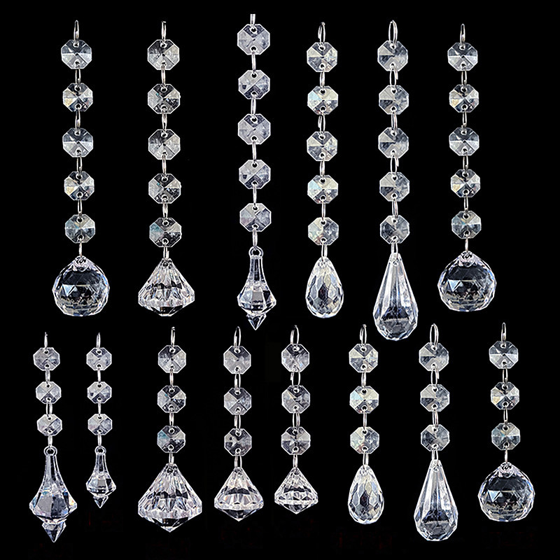 10pcs Acrylic Crystal Beads Pendant Garland, Elegant Wedding & Party Decor, Chandelier Hanging DIY Decor for Tables