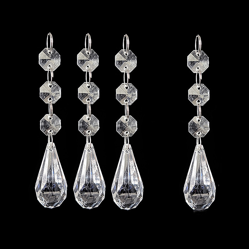 10pcs Acrylic Crystal Beads Pendant Garland, Elegant Wedding & Party Decor, Chandelier Hanging DIY Decor for Tables