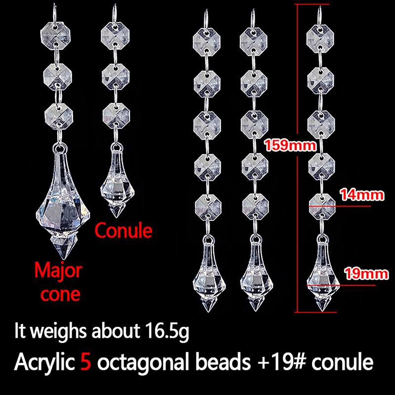 10pcs Acrylic Crystal Beads Pendant Garland, Elegant Wedding & Party Decor, Chandelier Hanging DIY Decor for Tables