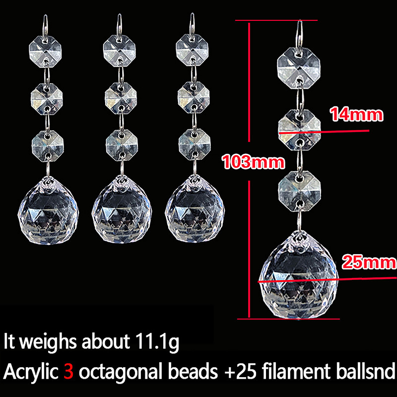 10pcs Acrylic Crystal Beads Pendant Garland, Elegant Wedding & Party Decor, Chandelier Hanging DIY Decor for Tables