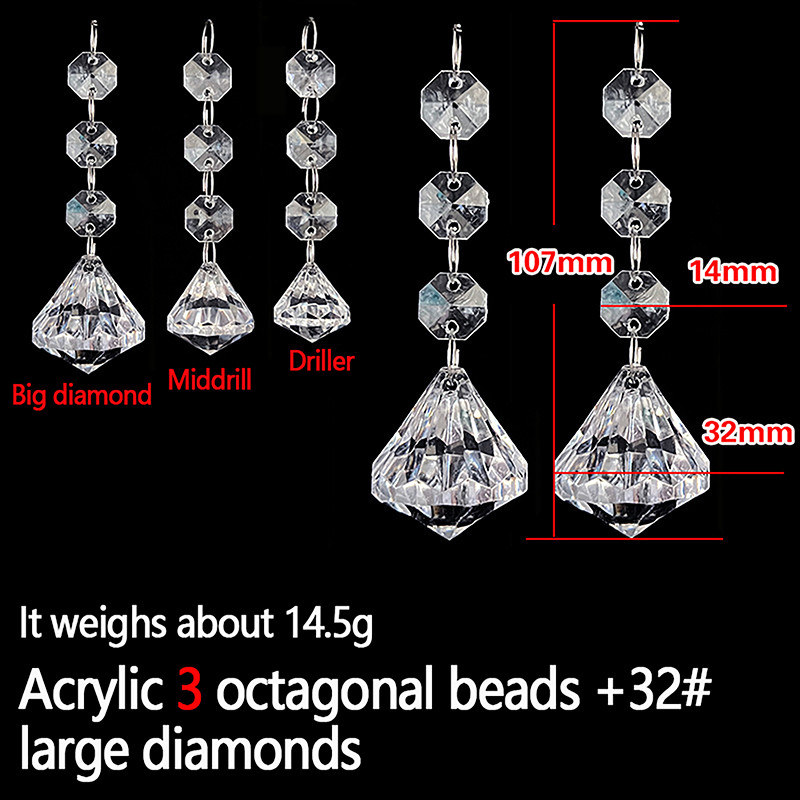 10pcs Acrylic Crystal Beads Pendant Garland, Elegant Wedding & Party Decor, Chandelier Hanging DIY Decor for Tables