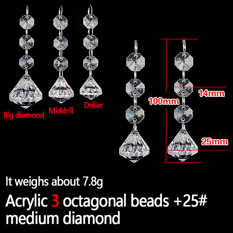 10pcs Acrylic Crystal Beads Pendant Garland, Elegant Wedding & Party Decor, Chandelier Hanging DIY Decor for Tables