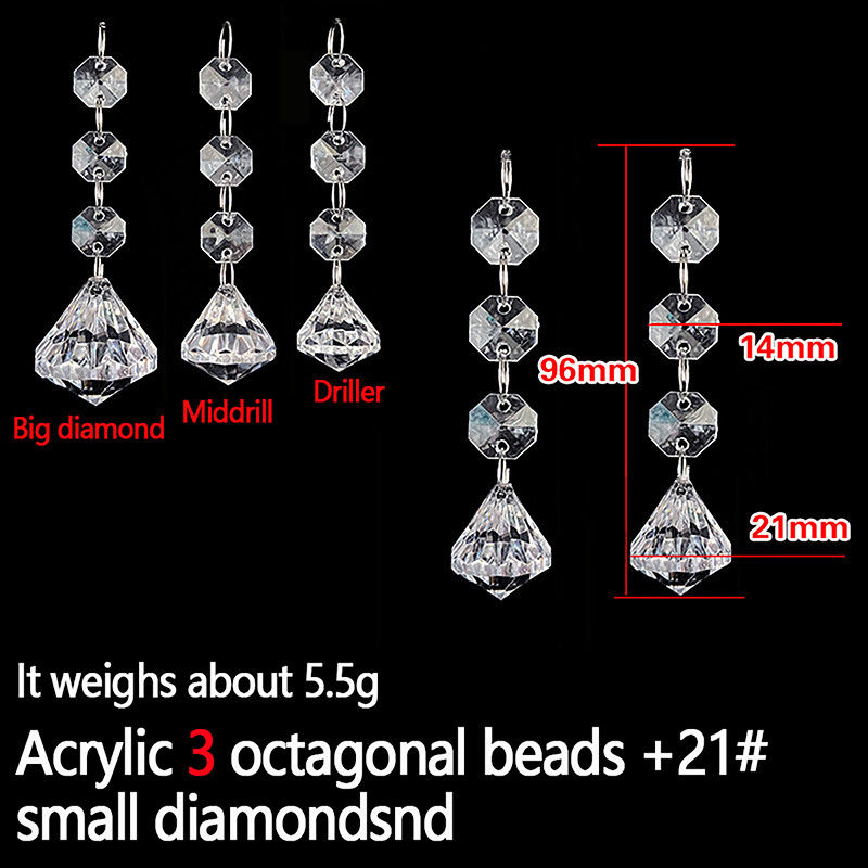 10pcs Acrylic Crystal Beads Pendant Garland, Elegant Wedding & Party Decor, Chandelier Hanging DIY Decor for Tables