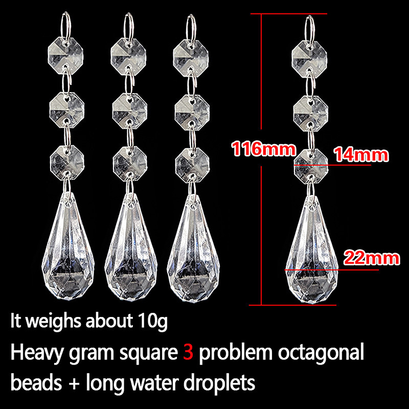 10pcs Acrylic Crystal Beads Pendant Garland, Elegant Wedding & Party Decor, Chandelier Hanging DIY Decor for Tables