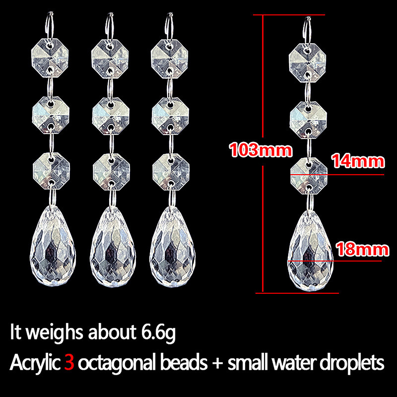 10pcs Acrylic Crystal Beads Pendant Garland, Elegant Wedding & Party Decor, Chandelier Hanging DIY Decor for Tables