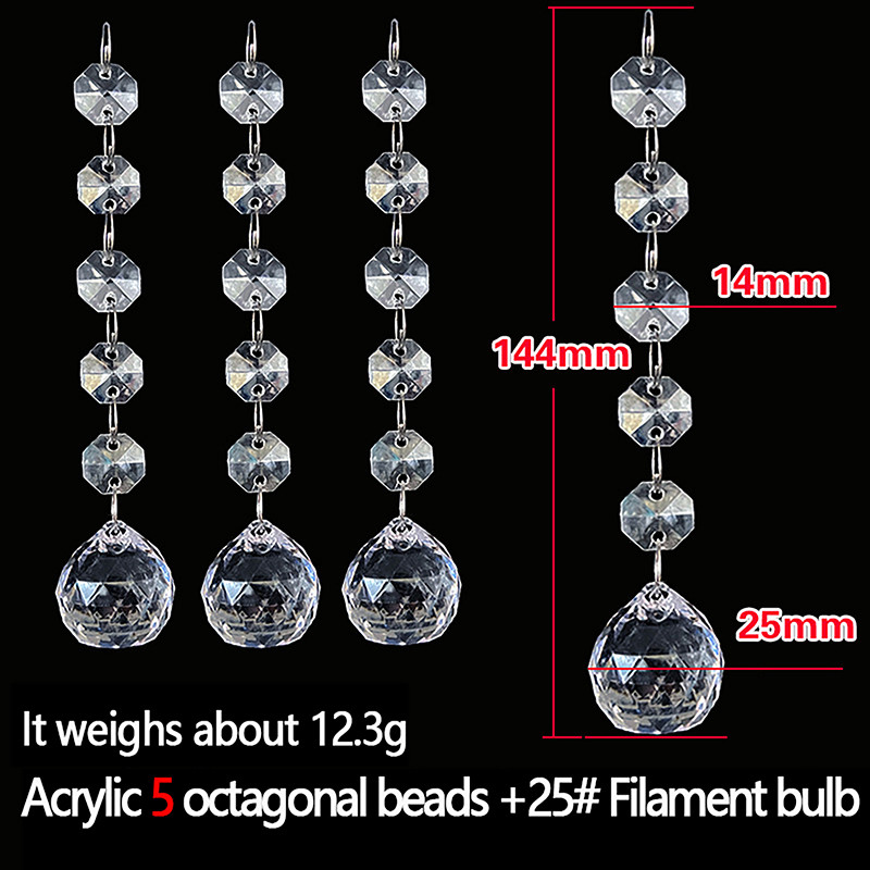 10pcs Acrylic Crystal Beads Pendant Garland, Elegant Wedding & Party Decor, Chandelier Hanging DIY Decor for Tables