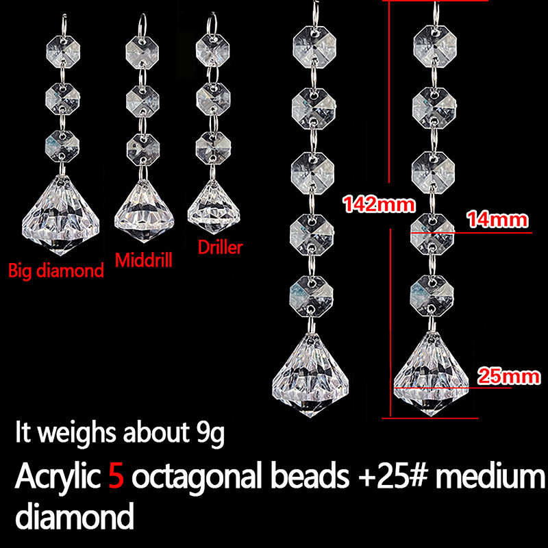 10pcs Acrylic Crystal Beads Pendant Garland, Elegant Wedding & Party Decor, Chandelier Hanging DIY Decor for Tables