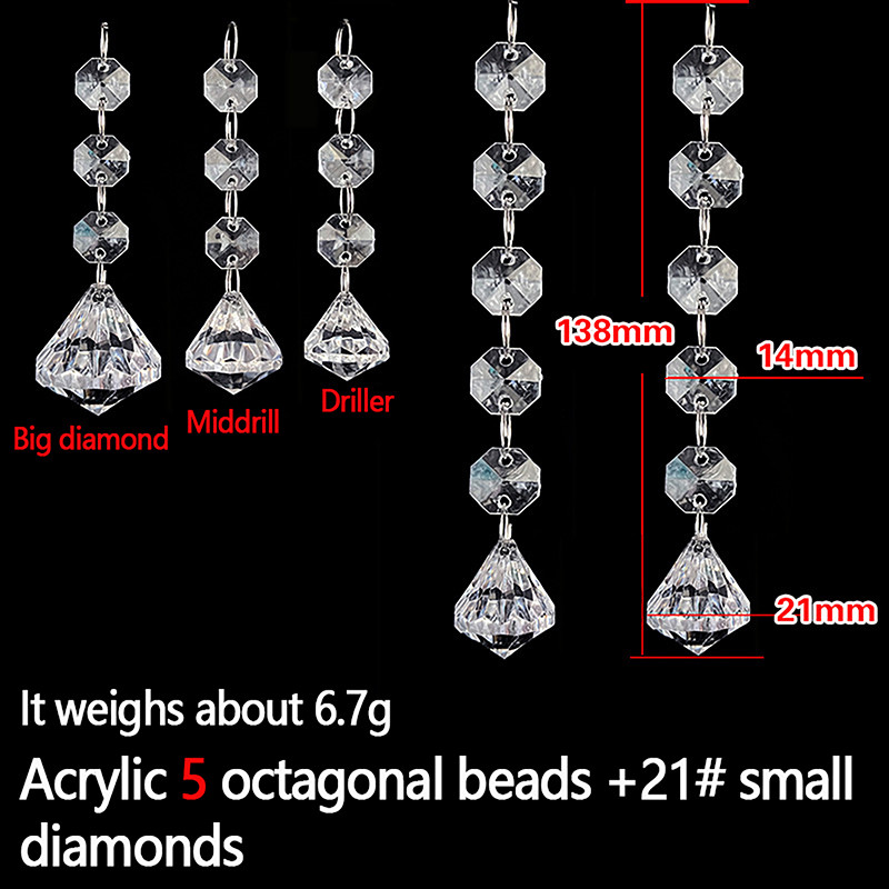 10pcs Acrylic Crystal Beads Pendant Garland, Elegant Wedding & Party Decor, Chandelier Hanging DIY Decor for Tables