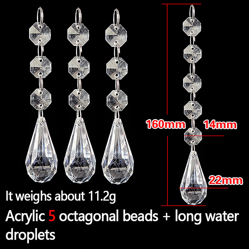 10pcs Acrylic Crystal Beads Pendant Garland, Elegant Wedding & Party Decor, Chandelier Hanging DIY Decor for Tables