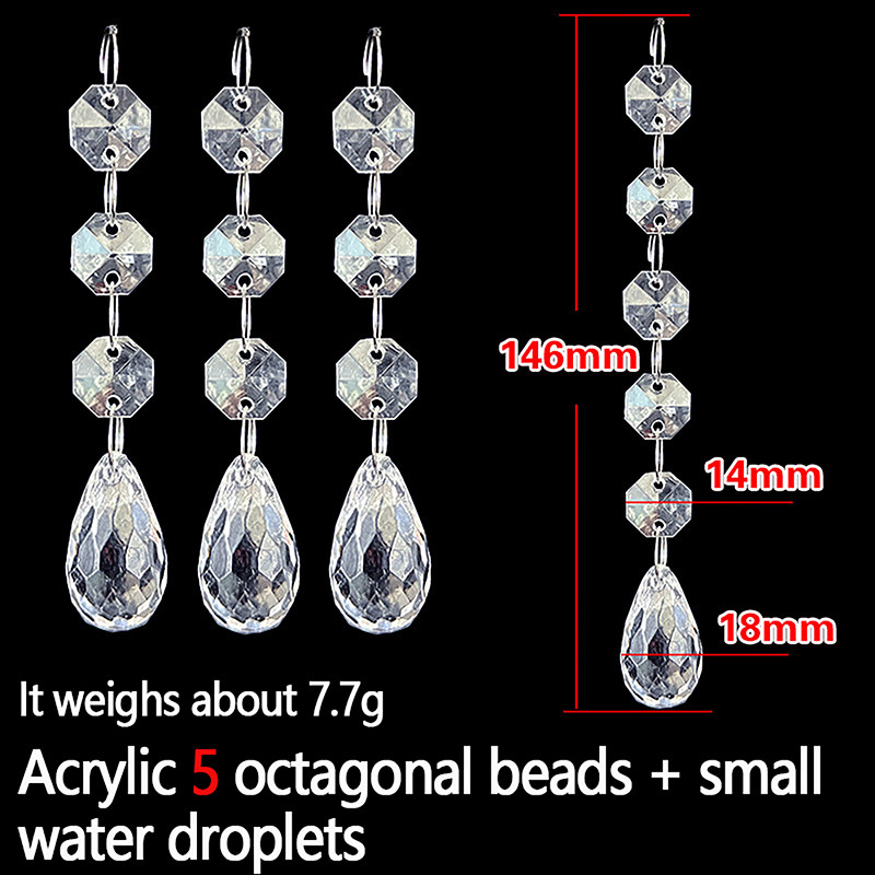 10pcs Acrylic Crystal Beads Pendant Garland, Elegant Wedding & Party Decor, Chandelier Hanging DIY Decor for Tables