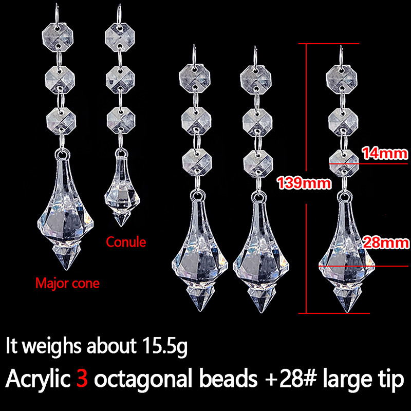 10pcs Acrylic Crystal Beads Pendant Garland, Elegant Wedding & Party Decor, Chandelier Hanging DIY Decor for Tables