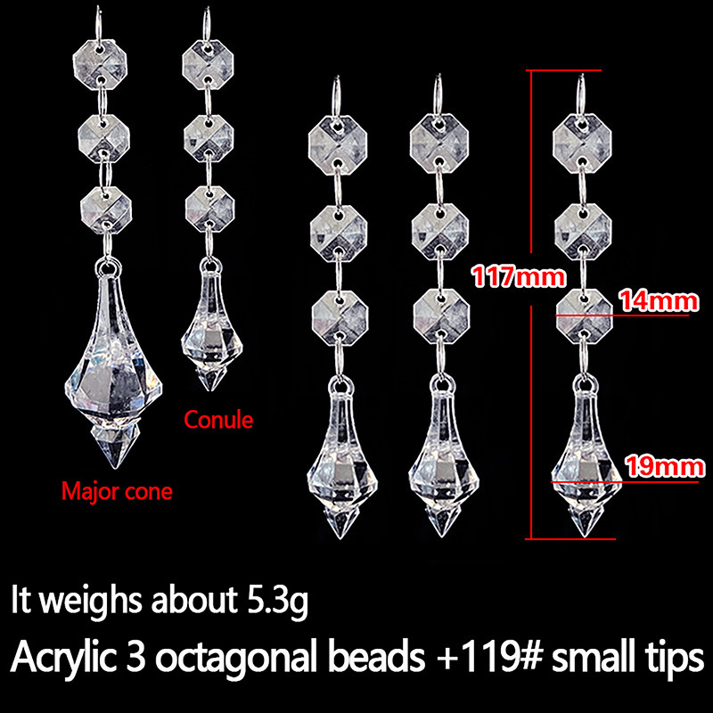 10pcs Acrylic Crystal Beads Pendant Garland, Elegant Wedding & Party Decor, Chandelier Hanging DIY Decor for Tables