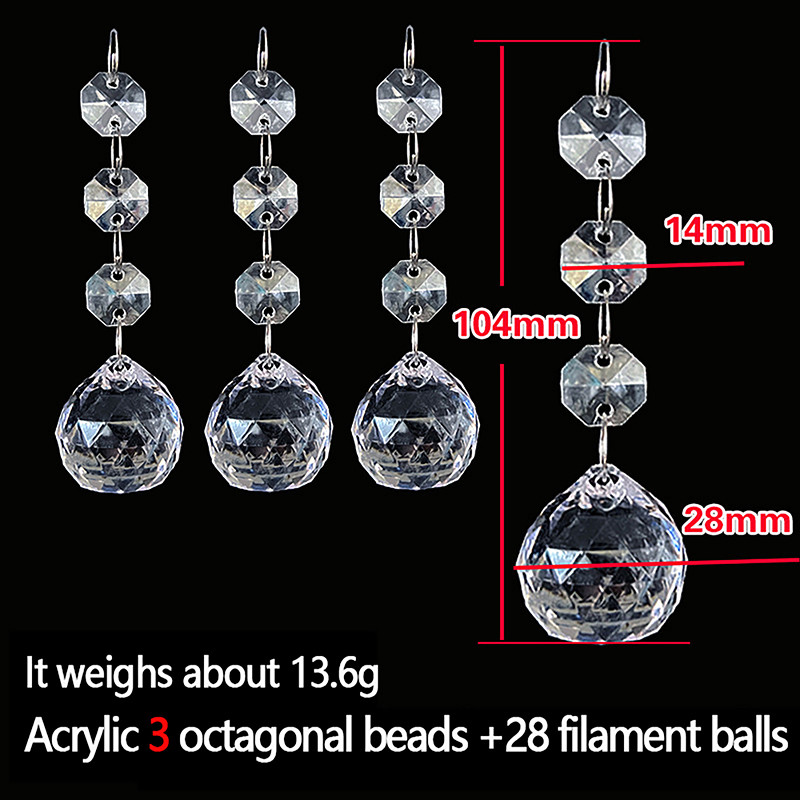 10pcs Acrylic Crystal Beads Pendant Garland, Elegant Wedding & Party Decor, Chandelier Hanging DIY Decor for Tables