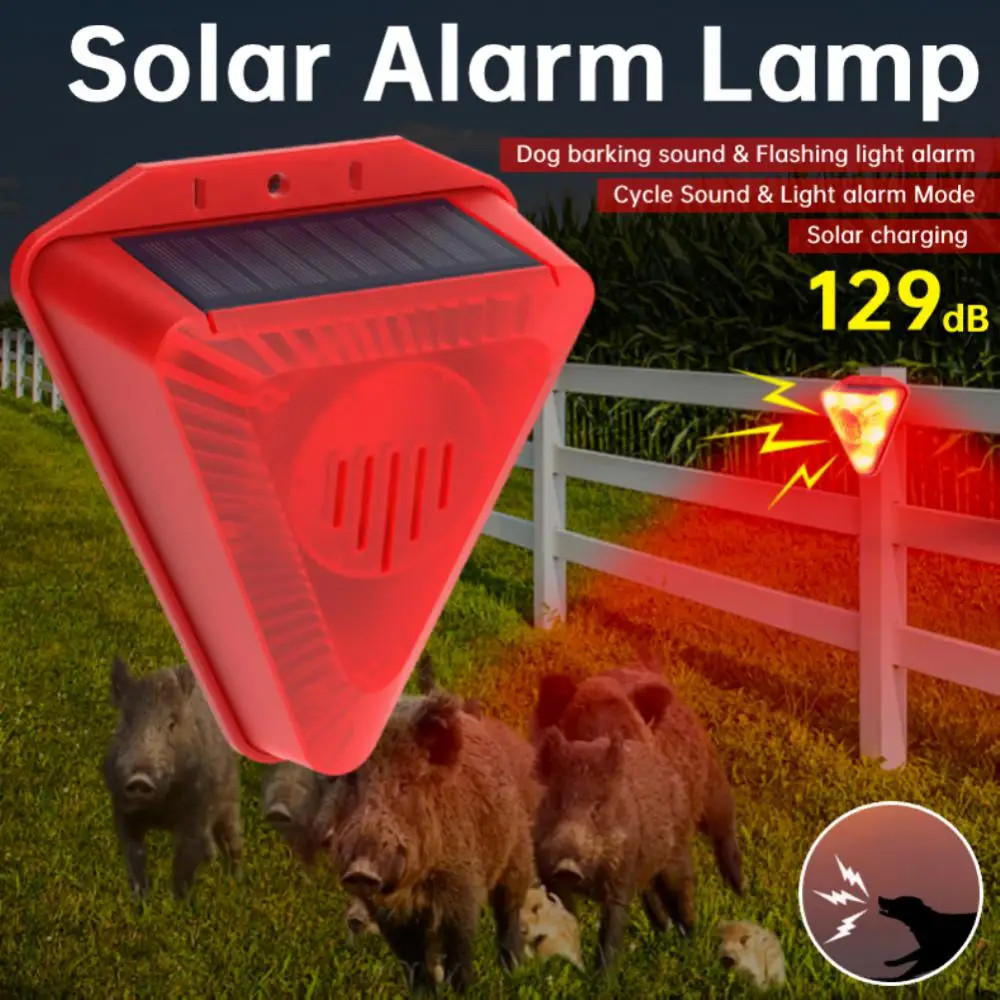 Solar Alarm Lamp Siren Wireless Motion Sensor Outdoor Waterproof 129dB Alarm Light Drive Away Wolf  1