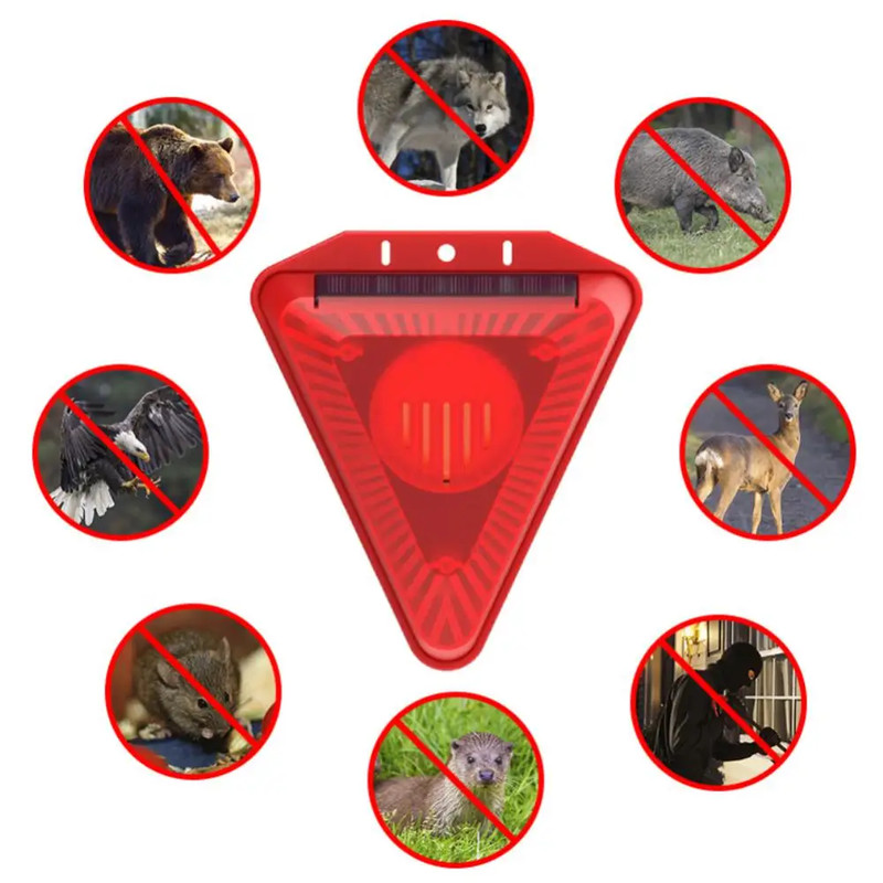 Solar Alarm Lamp Siren Wireless Motion Sensor Outdoor Waterproof 129dB Alarm Light Drive Away Wolf  5