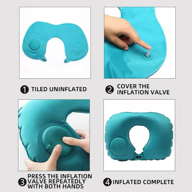 UShape Travel Pillow For Airplane Car  Outdoor Portable Foldable  FastInflating Comfort Pillow 4