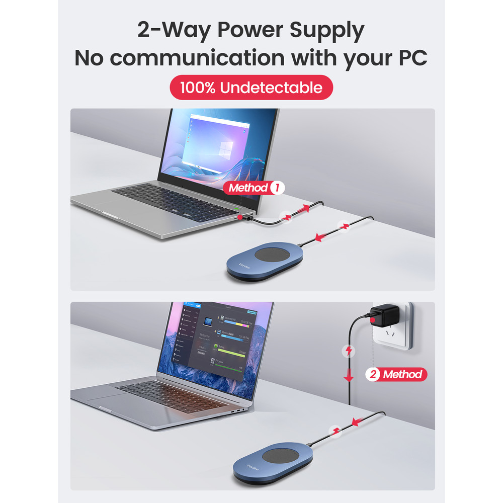 Vaydeer Mouse Jiggler with Power Adapter, ON Off Switch Mouse Mover, Driver Free Undetectable Movement Device