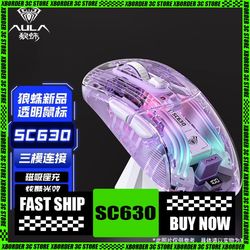 transparent gaming mouse, 3mode wireless bluetooth, light sound mouse with charging base for laptop pc