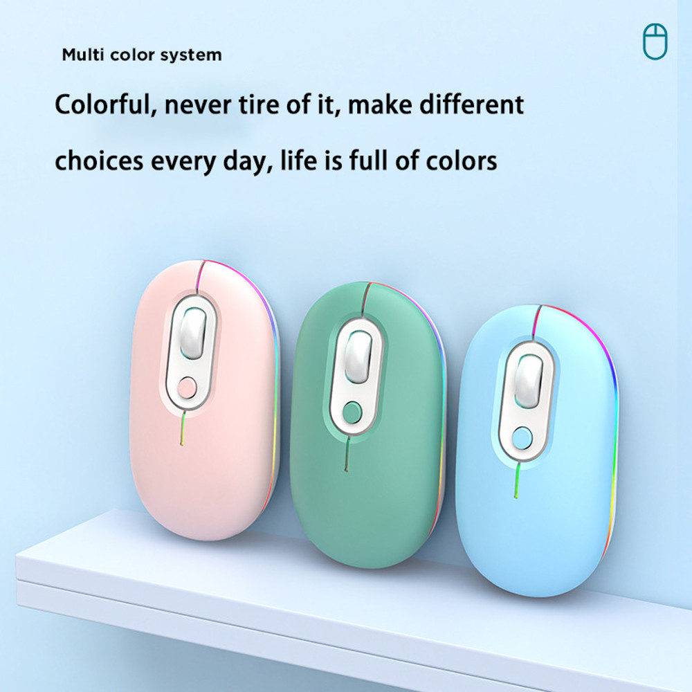 Rechargeable Wireless Mouse Female Silent Luminescence Bluetooth 2.4G Dual Mode, for Huawei, Apple, Xiaomi, PC