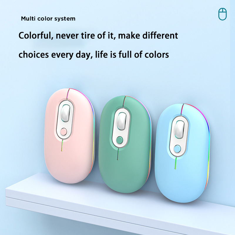 Rechargeable Wireless Mouse Female Silent Luminescence Bluetooth 2.4G Dual Mode, for Huawei, Apple, Xiaomi, PC