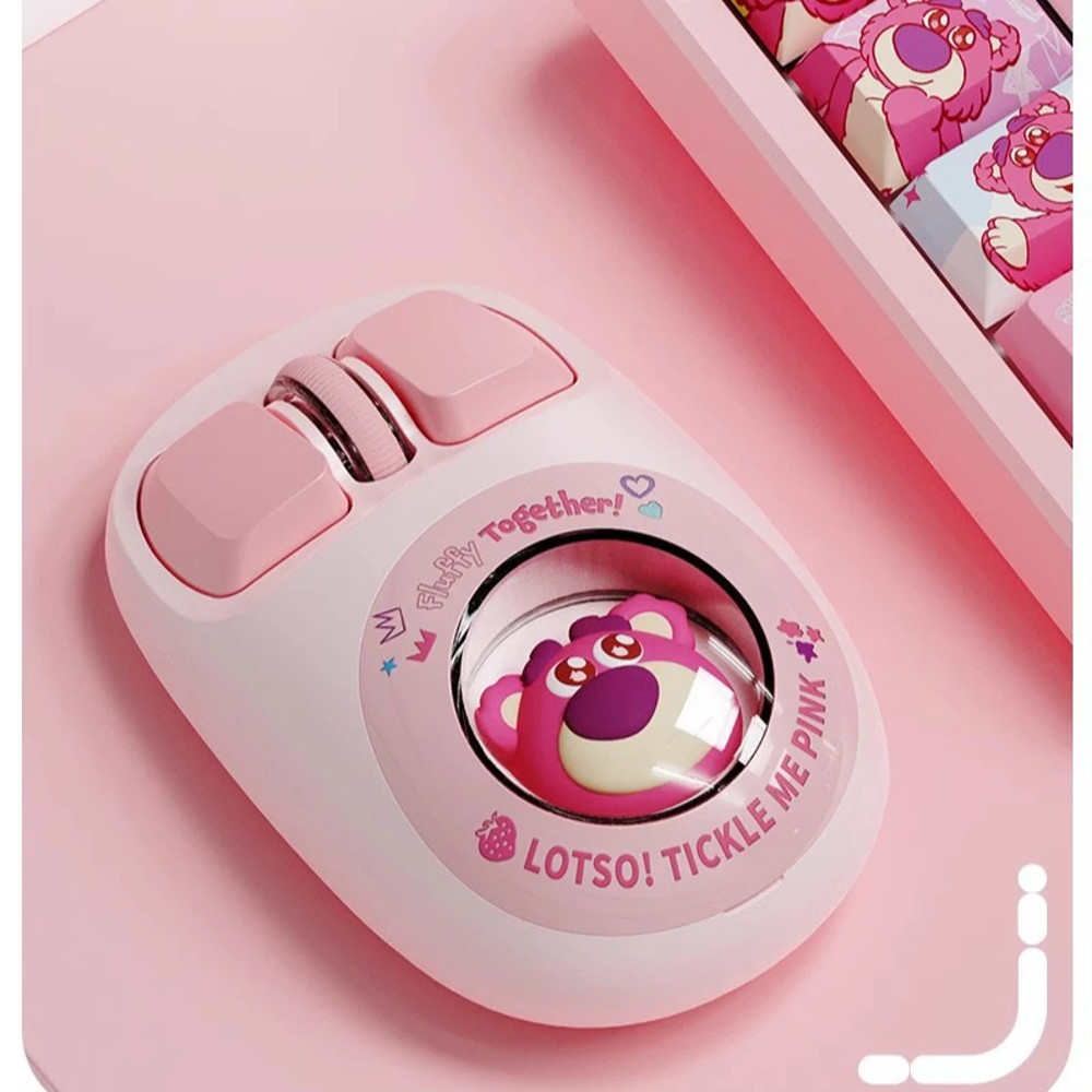 Cute Stitch Wireless Bluetooth Mouse, Strawberry Bear Silent Mouse, Ergonomic Cartoon Mouse for Laptop and Desktop