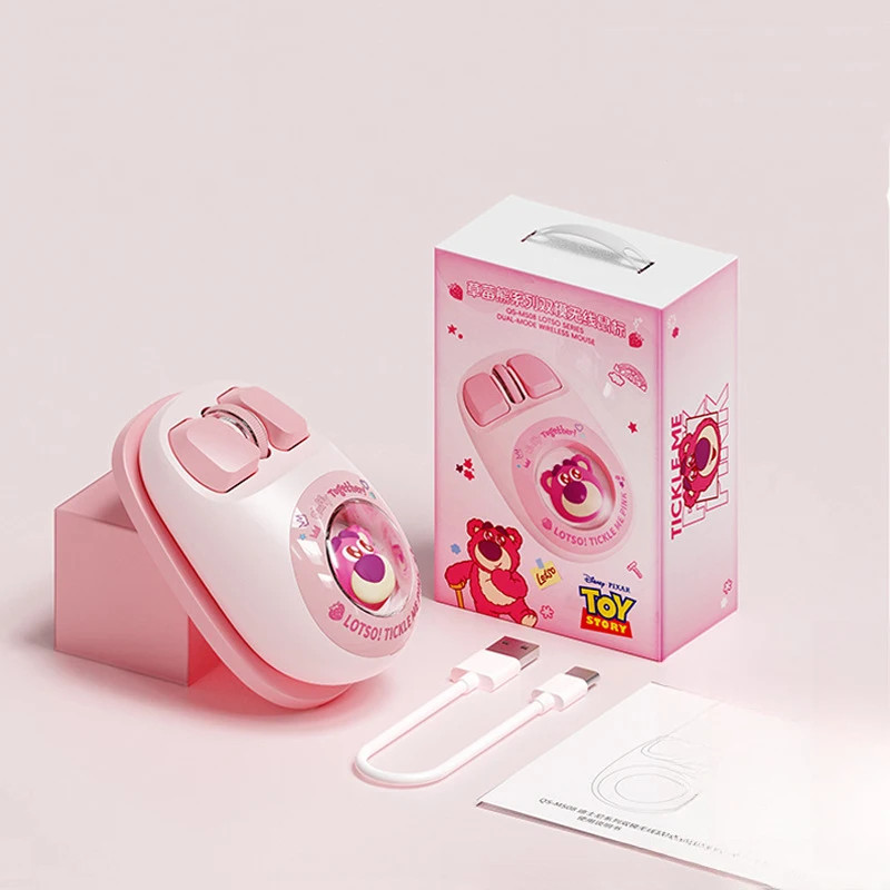 Cute Stitch Wireless Bluetooth Mouse, Strawberry Bear Silent Mouse, Ergonomic Cartoon Mouse for Laptop and Desktop