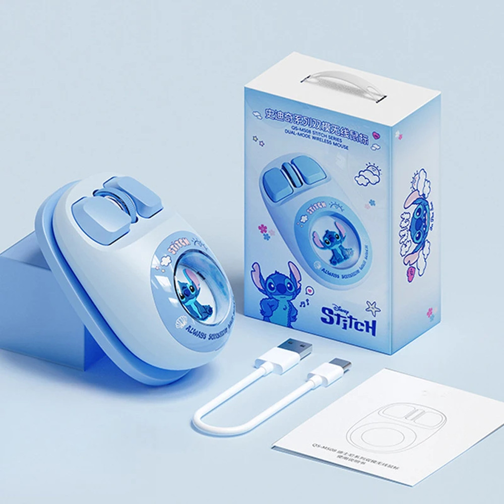 Cute Stitch Wireless Bluetooth Mouse, Strawberry Bear Silent Mouse, Ergonomic Cartoon Mouse for Laptop and Desktop